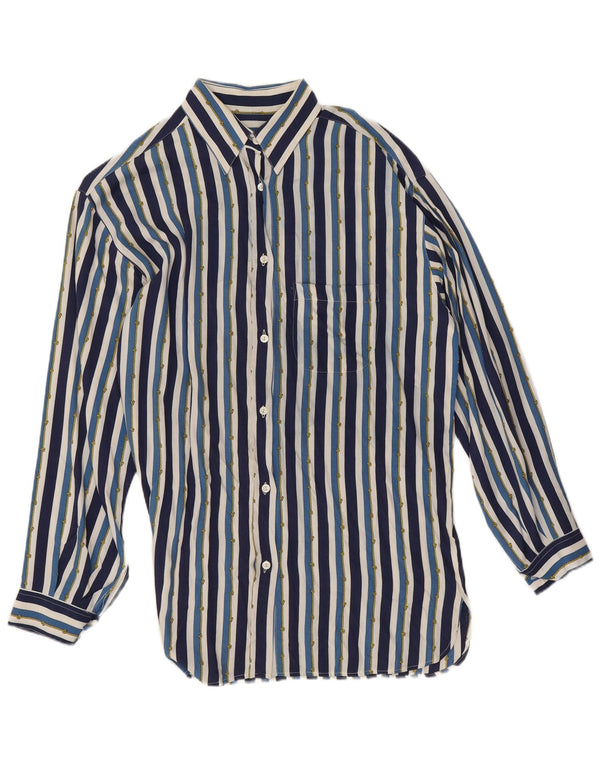 Marina Yachting Blusa Camisa Mujer UK 44 Viscosa Rayas Azul Medio