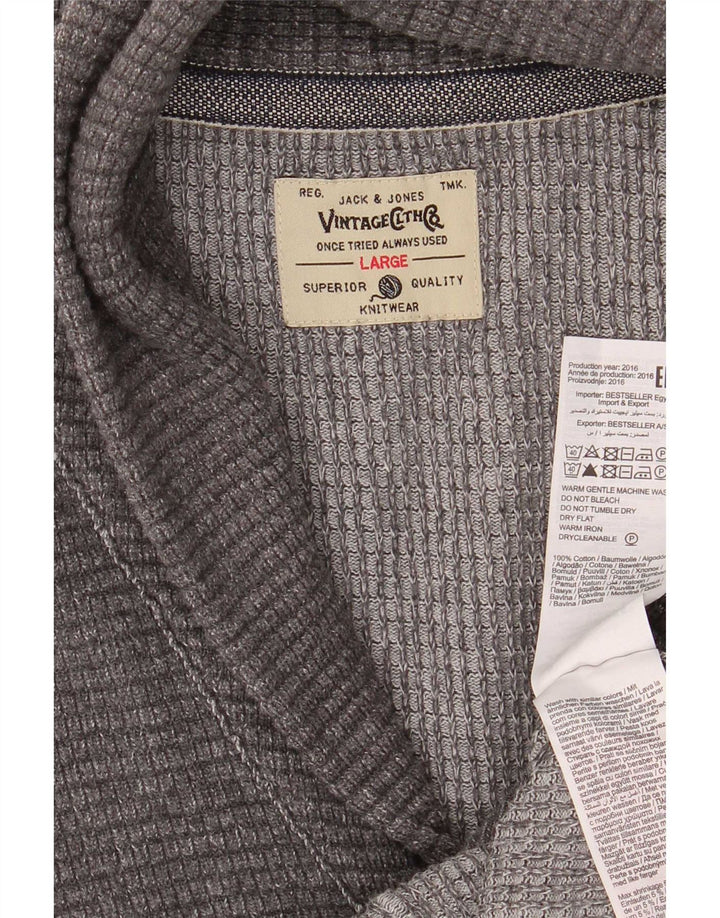 Jack & Jones - Cárdigan para hombre, talla grande, algodón gris