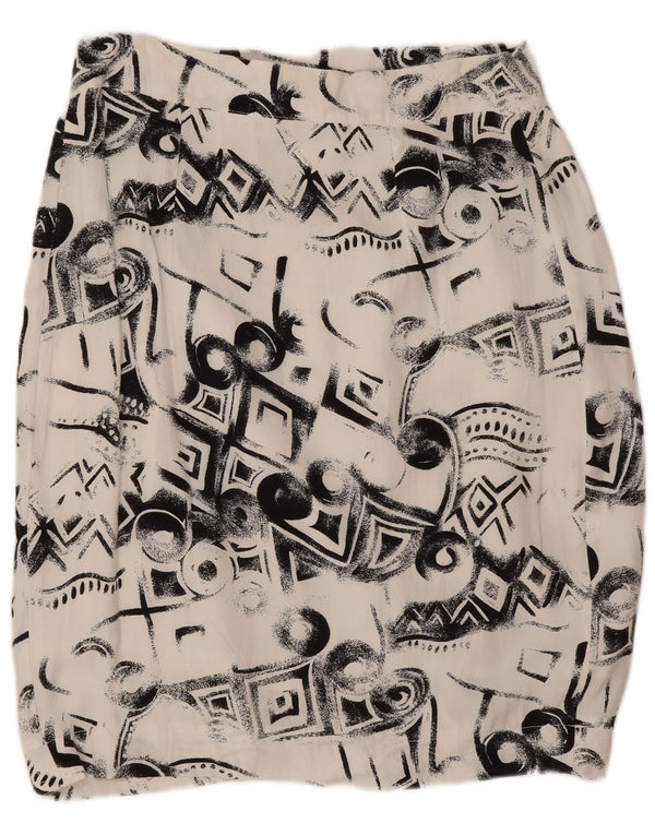 Falda envolvente vintage para mujer IT 44 Mediana W26 Viscosa geométrica blanca