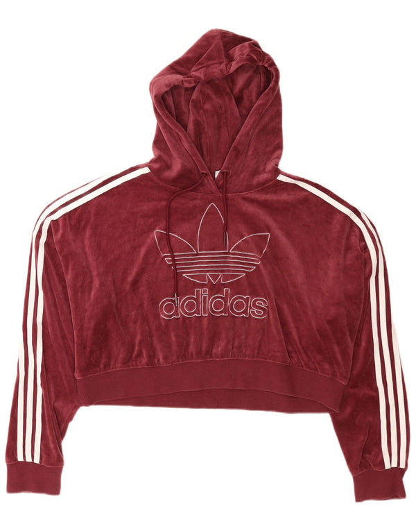 Adidas - Jersey con capucha de terciopelo para mujer, talla grande, color burdeos