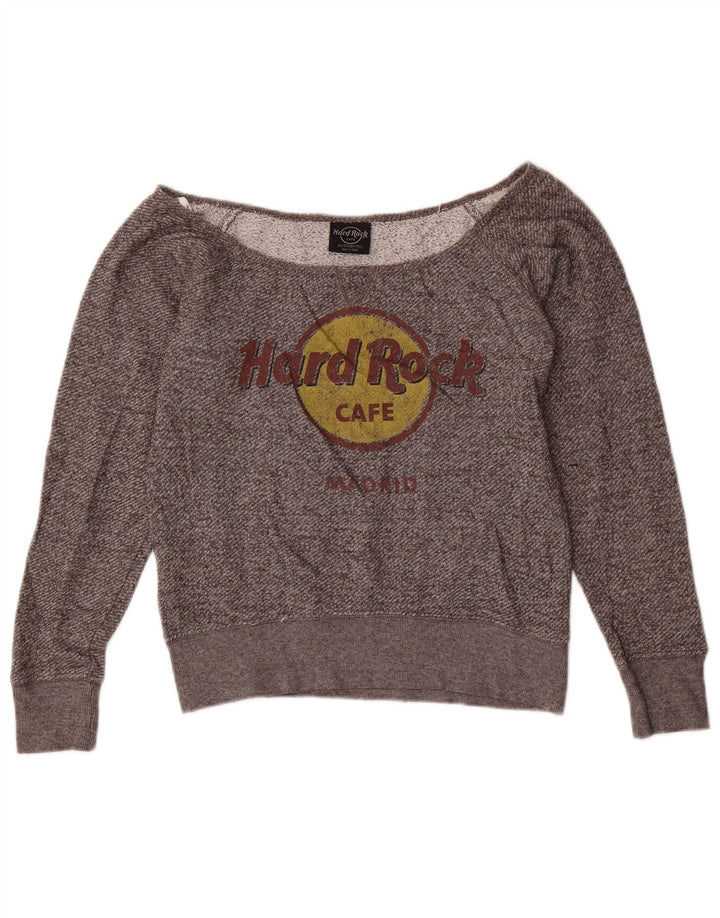 Hard Rock Cafe Sudadera con Hombros Descubiertos para Mujer UK 10 Small Grey