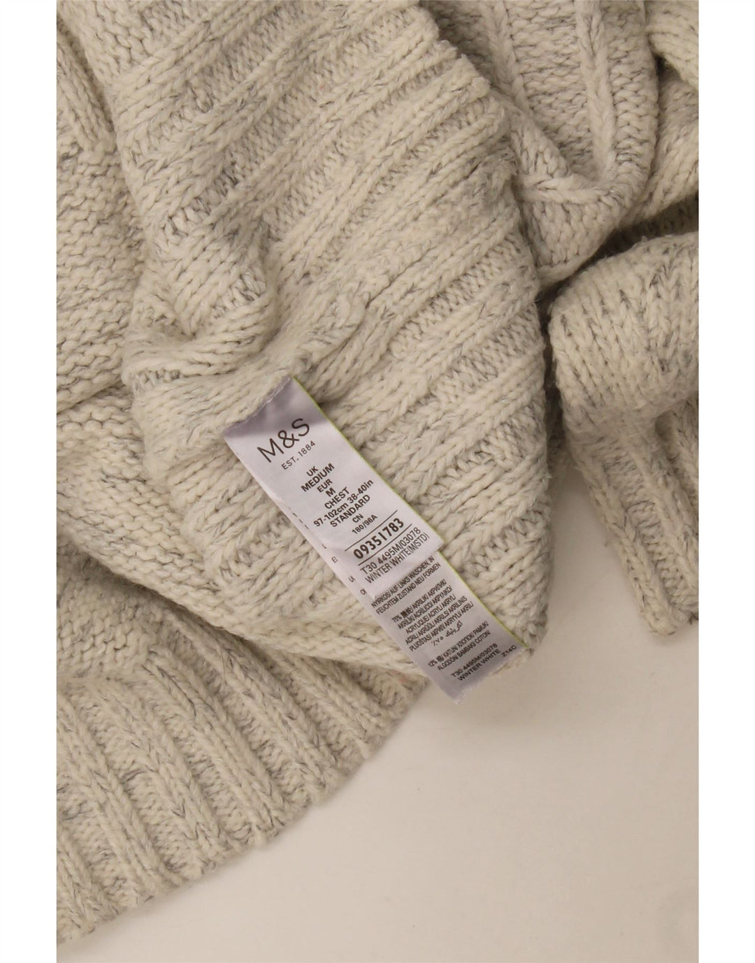 Marks & Spencer Jersey De Cuello Con Cremallera Para Hombre Acrílico Moteado Blanco Mediano