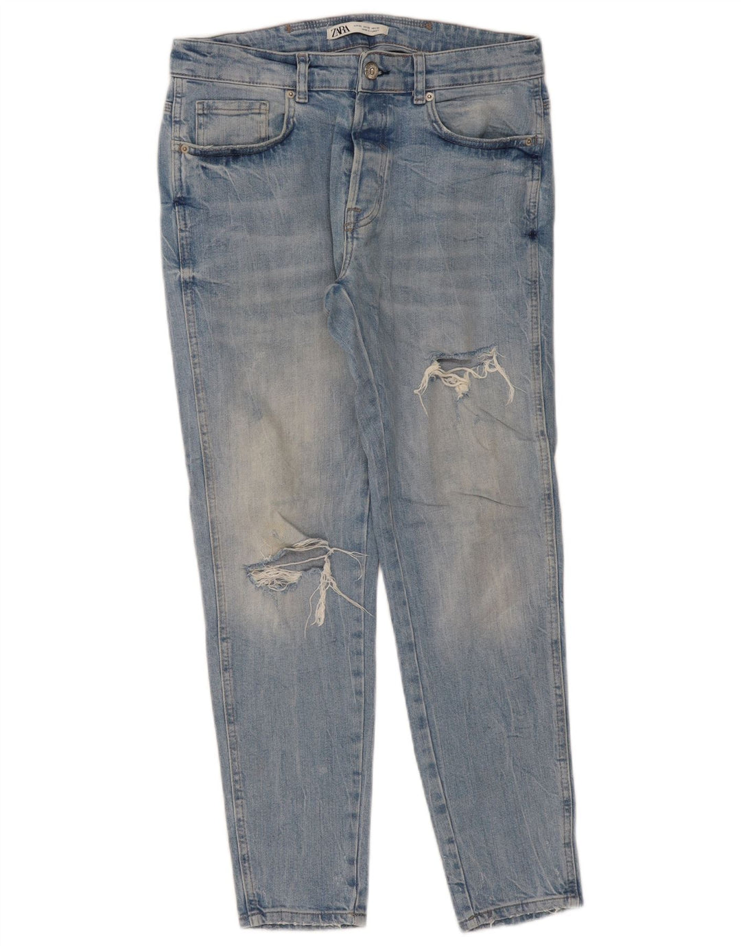 Zara Jeans ajustados desgastados para hombre EU 42 Large W32 L29 Azul