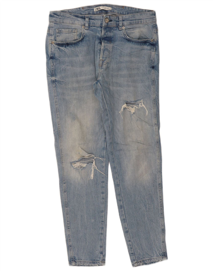 Zara Jeans ajustados desgastados para hombre EU 42 Large W32 L29 Azul