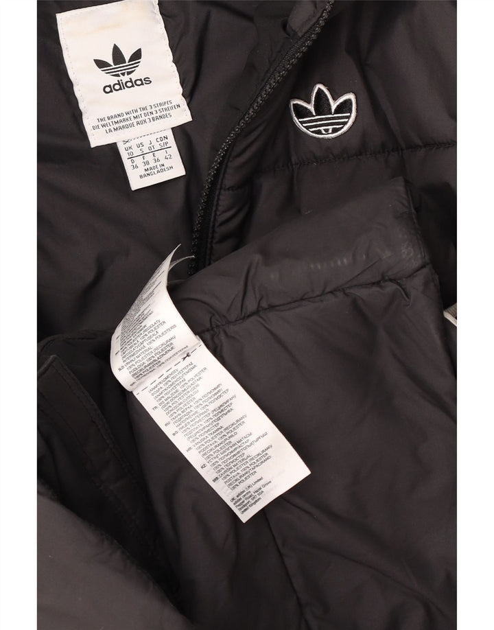 Adidas Chaqueta acolchada con capucha para mujer UK 10 Small Poliéster negro