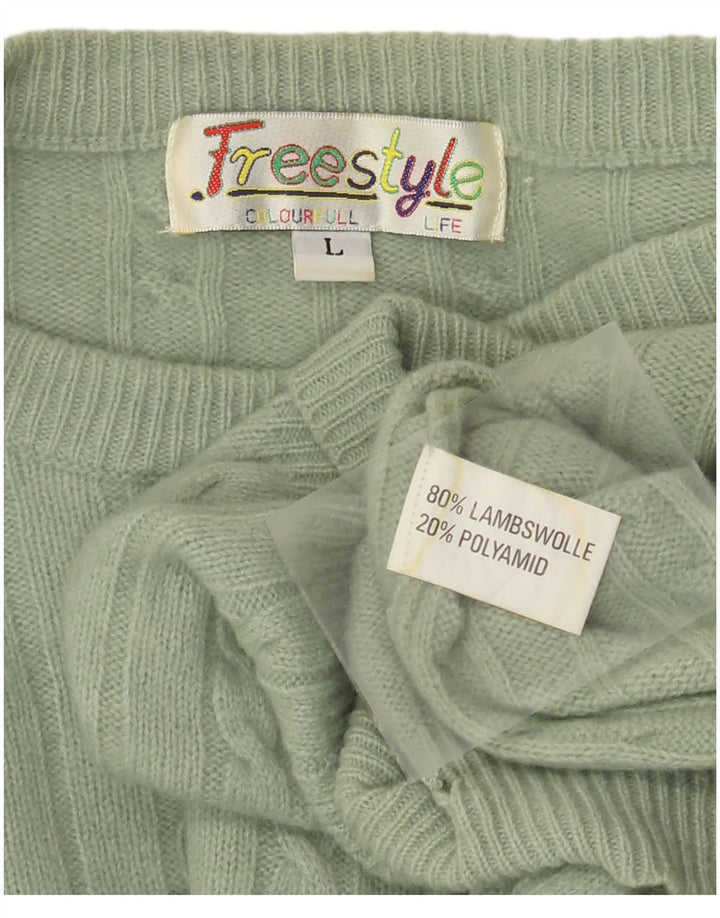 Jersey de cuello redondo para hombre Free Style de lana verde grande