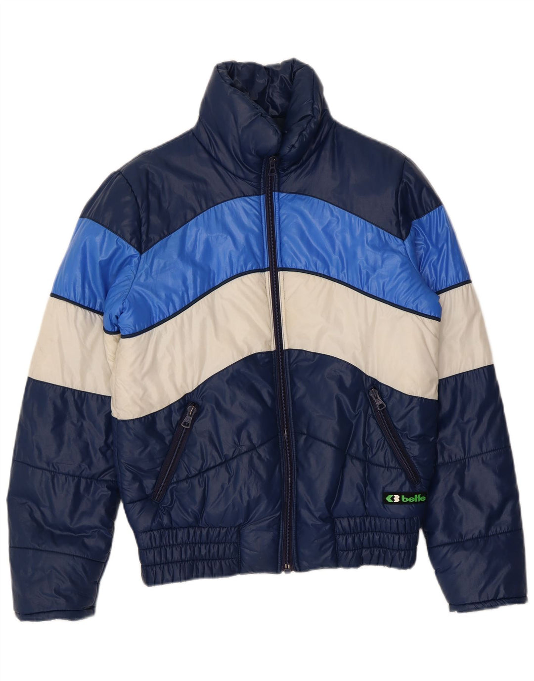 Belfe Chaqueta acolchada para hombre IT 46 Small Azul marino Colorblock Poliamida