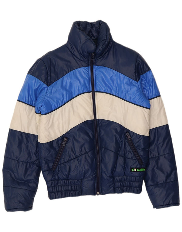 Belfe Chaqueta acolchada para hombre IT 46 Small Azul marino Colorblock Poliamida
