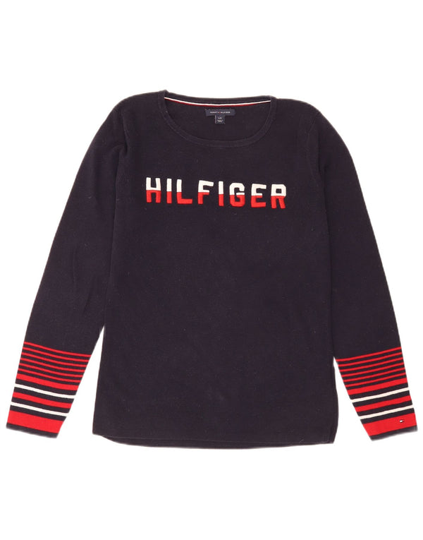 Tommy Hilfiger Suéter tipo jersey con cuello redondo para mujer UK 40 Grande Azul marino