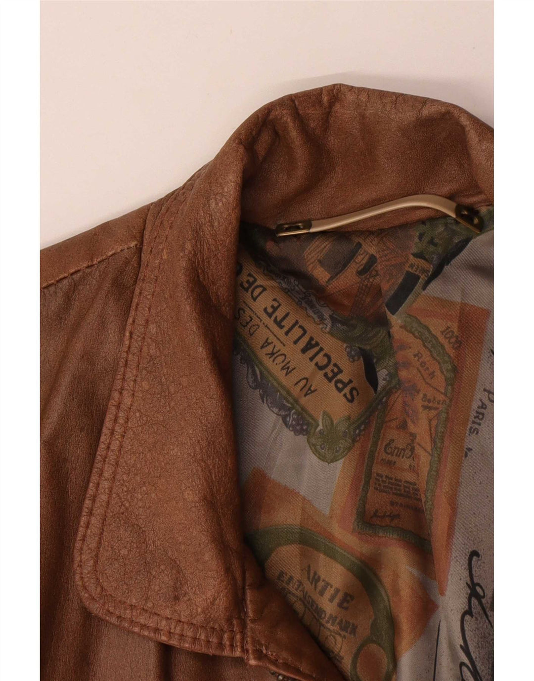 Vintage hombres cuero Gilet Reino Unido 40 marrón grande