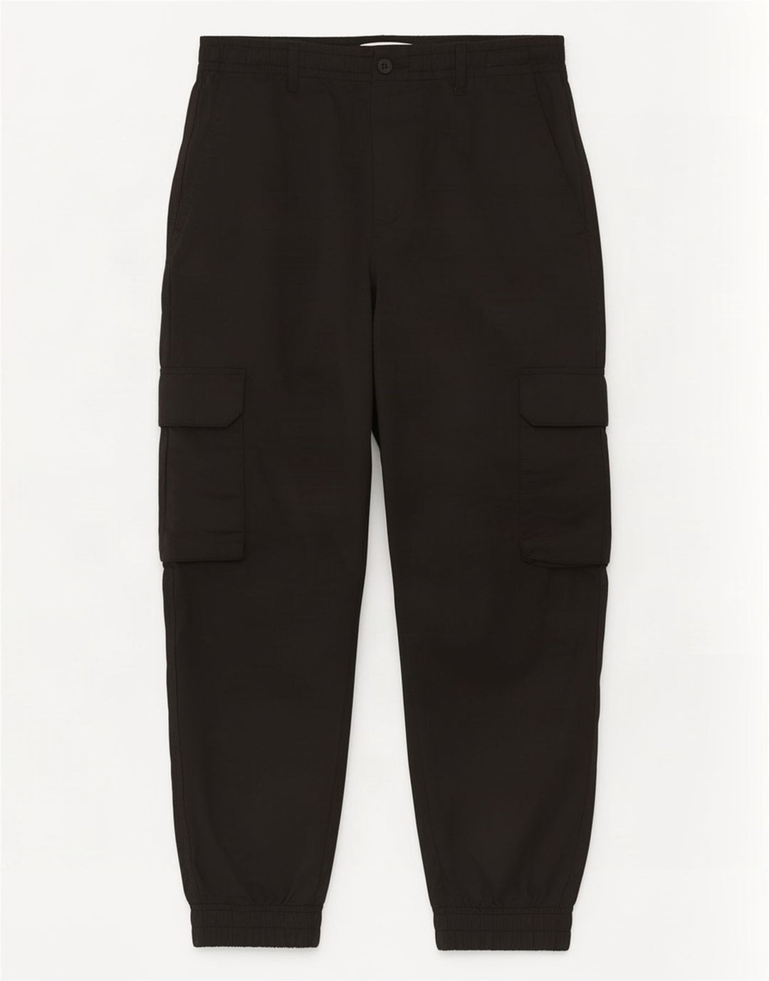 Zara Hombre Crop Joggers Pantalones Cargo Medianos W31 L25 Poliéster Negro