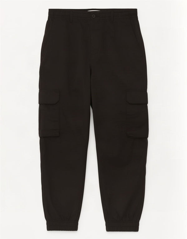 Zara Hombre Crop Joggers Pantalones Cargo Medianos W31 L25 Poliéster Negro