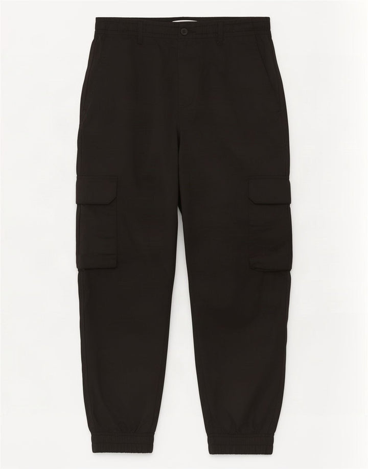 Zara Hombre Crop Joggers Pantalones Cargo Medianos W31 L25 Poliéster Negro