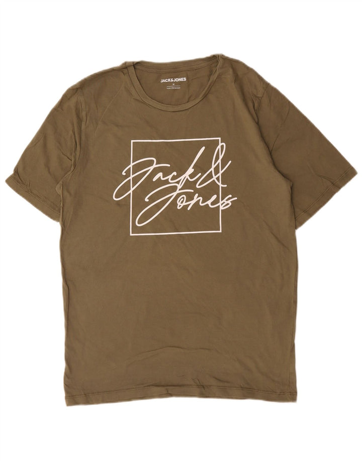 Jack & Jones Hombre Camiseta Gráfica Top Medium Khaki Algodón