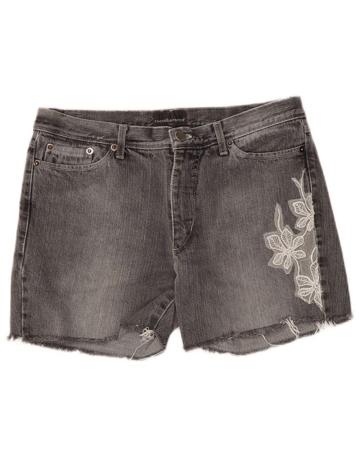 Shorts Vaqueros Mujer Roccobarocco W30 Algodón Floral Gris Medio