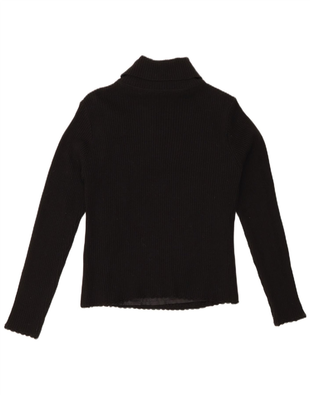 VINTAGE Mujer Crop Roll Neck Jumper Suéter Reino Unido 8 Pequeño Negro