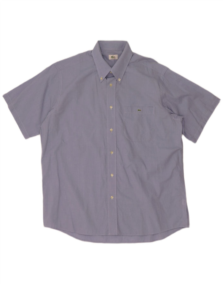 Camisa Lacoste Hombre Manga Corta Talla 41 Algodón Azul Grande