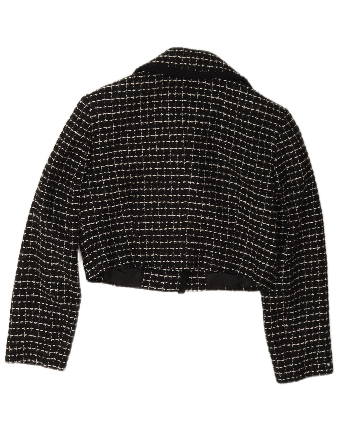 Vintage mujer 3 botones crop blazer chaqueta IT 42 cheque negro medio