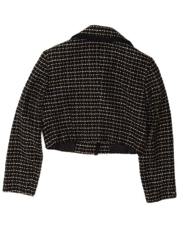 Vintage mujer 3 botones crop blazer chaqueta IT 42 cheque negro medio