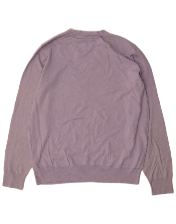 Marks & Spencer Suéter con cuello en V y autógrafo para hombre, talla grande, algodón azul