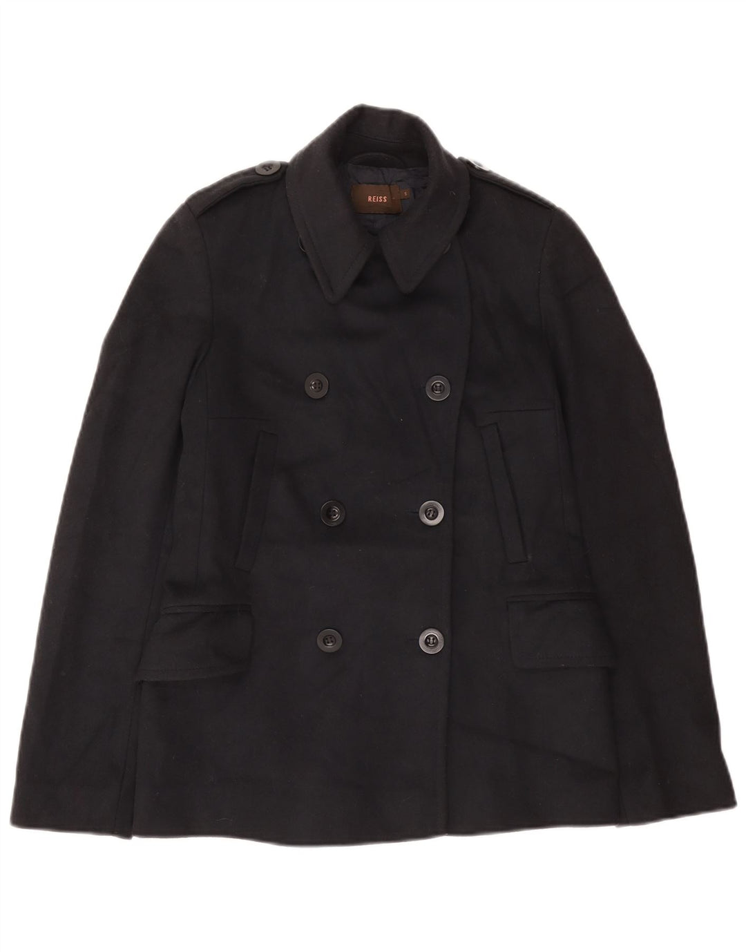 Reiss Chaquetón militar para mujer UK 10 Small Lana azul marino
