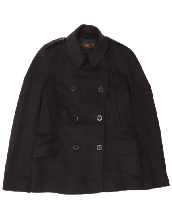 Reiss Chaquetón militar para mujer UK 10 Small Lana azul marino