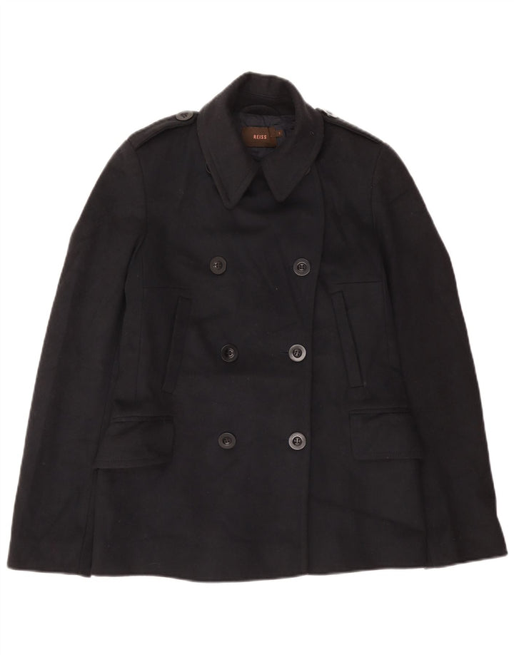 Reiss Chaquetón militar para mujer UK 10 Small Lana azul marino