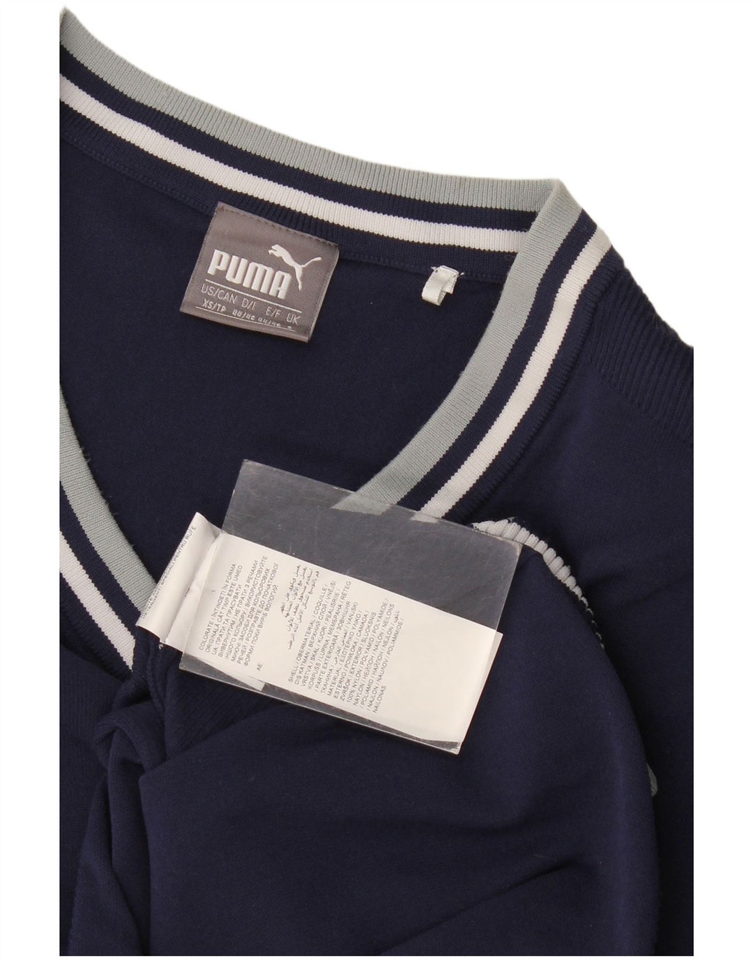 Puma - Jersey con cuello en V para hombre, talla pequeña, nailon azul marino