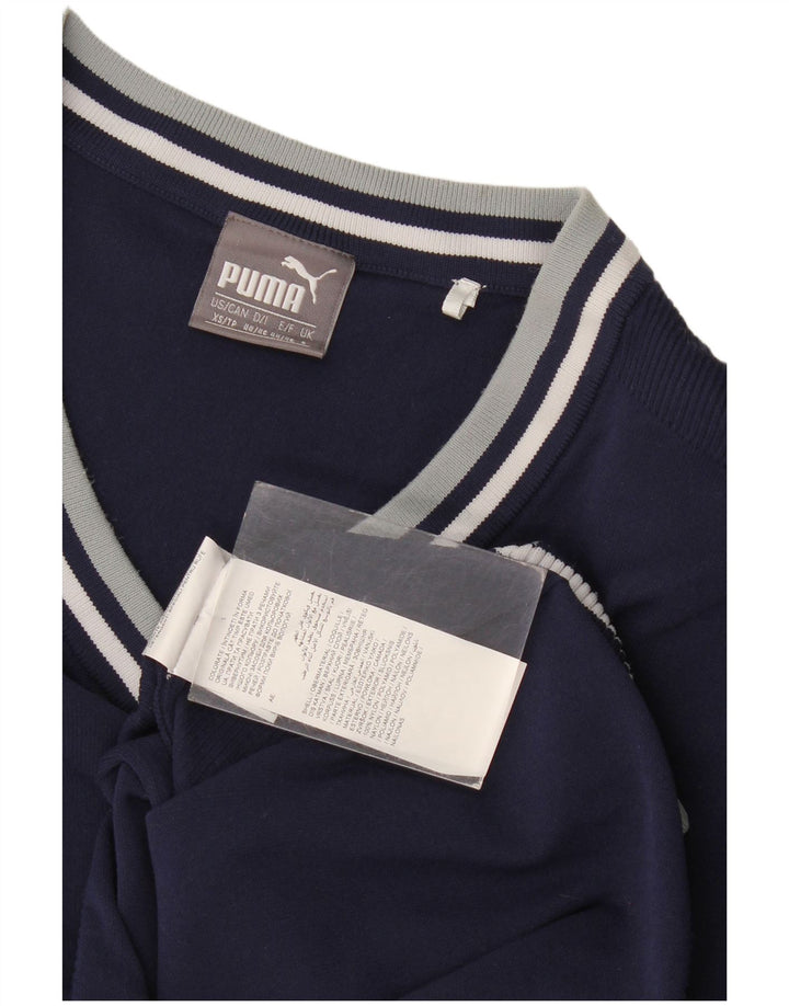 Puma - Jersey con cuello en V para hombre, talla pequeña, nailon azul marino