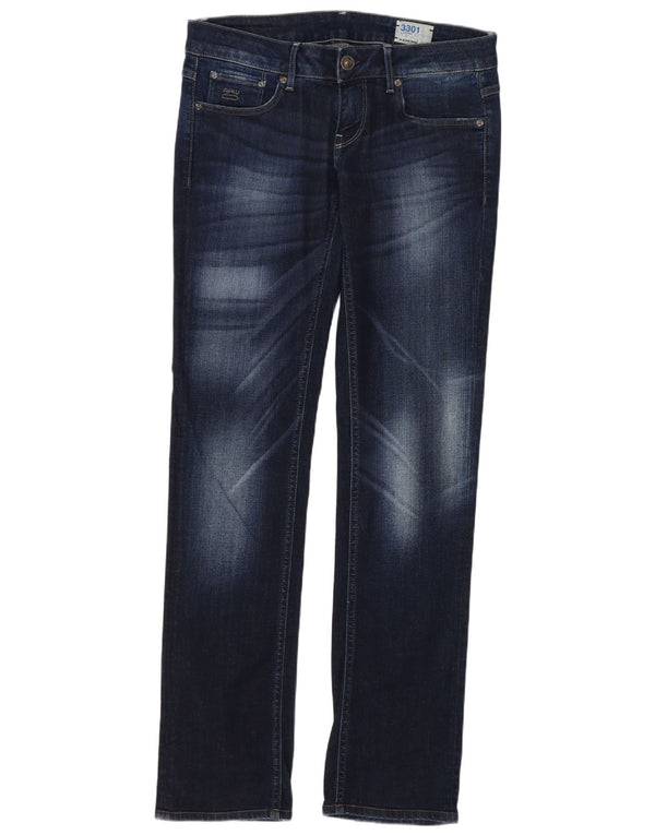 Vaqueros rectos con lavado ácido y cintura baja 3301 de G-Star para mujer W29 L34 Azul marino