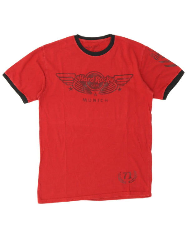 Hard Rock Cafe Mens Munich Graphic Camiseta Top Medio Algodón Rojo