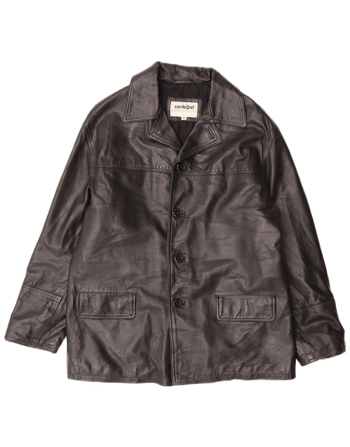 Conbipel Chaqueta de cuero para hombre IT 46 Small Cuero negro