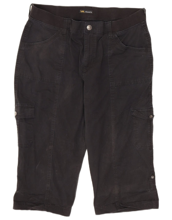 Lee Womens Relaxed Fit Capri Trousers US 16 2XL W36 L17 Black Cotton
