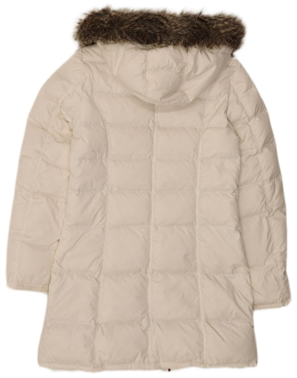 Tommy Hilfiger Abrigo acolchado con capucha para mujer Reino Unido 12 Poliéster blanco mediano
