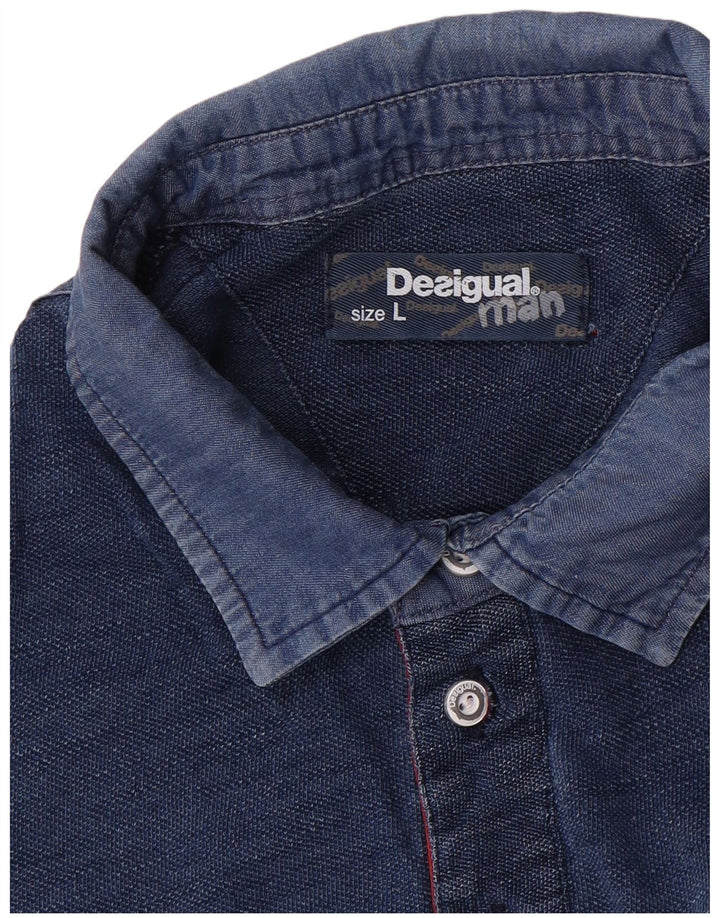 Desigual Hombre | Polo gráfico con bloques de color azul grande