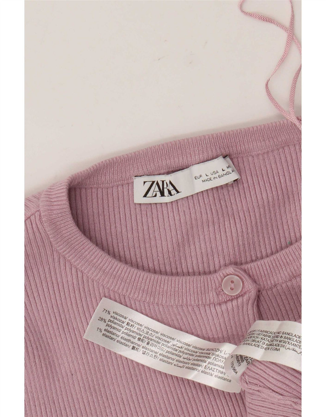 Zara Mujer Crop Top UK 44 Viscosa Rosa Grande