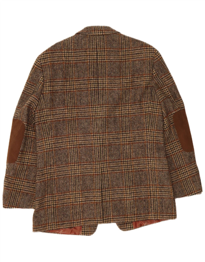 Harris Tweed Chaqueta tipo blazer de 2 botones para hombre IT 52 XL Lana a cuadros marrón