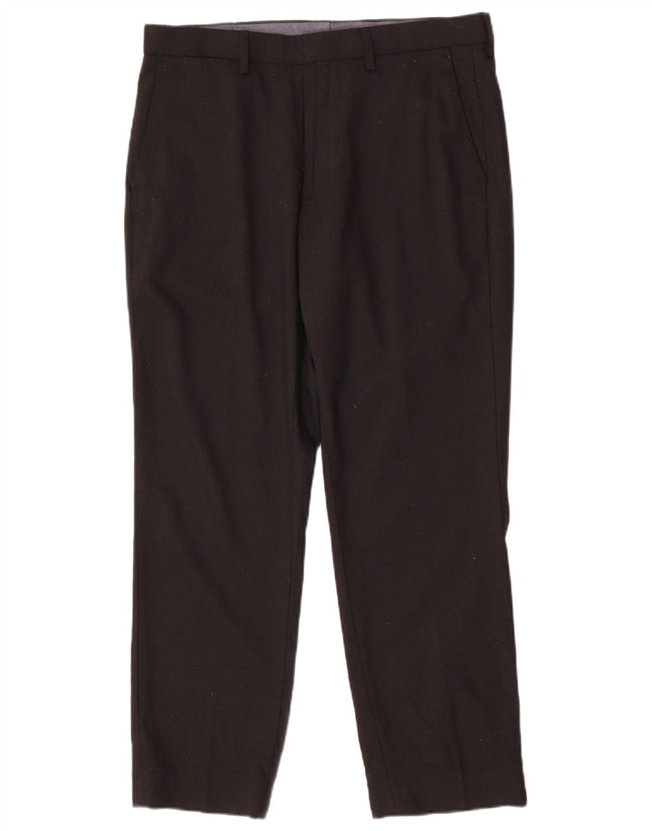 Marks & Spencer Pantalón chino de corte regular para hombre W34 L29 Lana negra