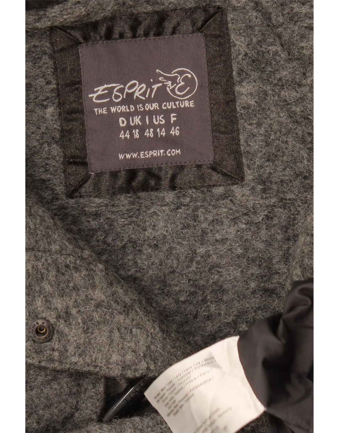 ESPRIT Trenca con capucha para mujer UK 40 XL Lana gris