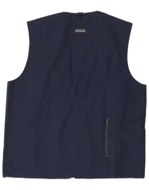 Vintage hombres utilidad Gilet Reino Unido 42 XL poliéster azul marino