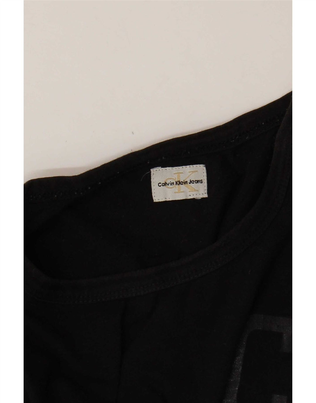 Calvin Klein Jeans Mens Graphic Top Manga Larga Pequeño Negro