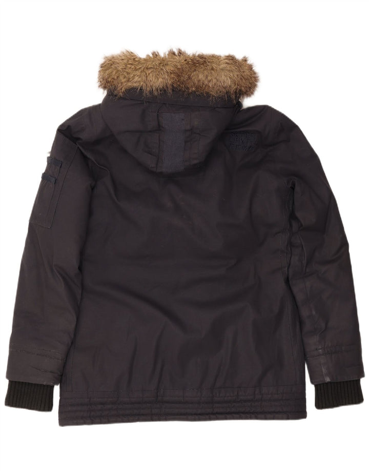 SUPERDRY Chaqueta parka con capucha para mujer UK 46 Large Algodón azul marino