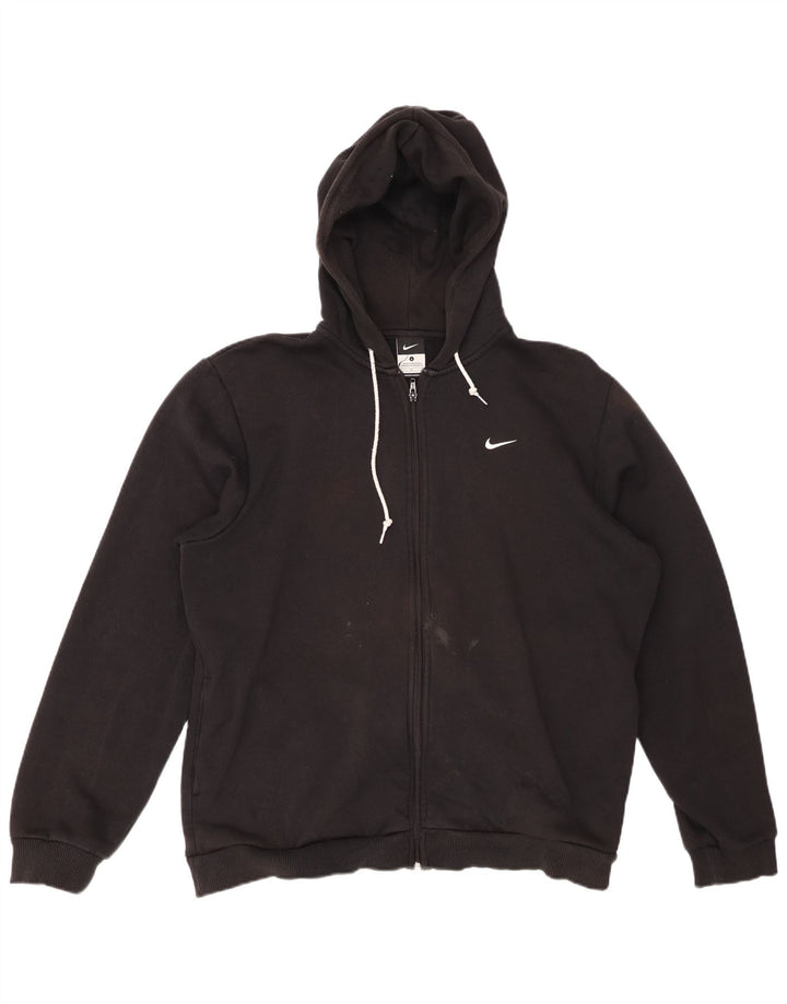NIKE Sudadera con capucha y cremallera para hombre, talla grande, algodón negro