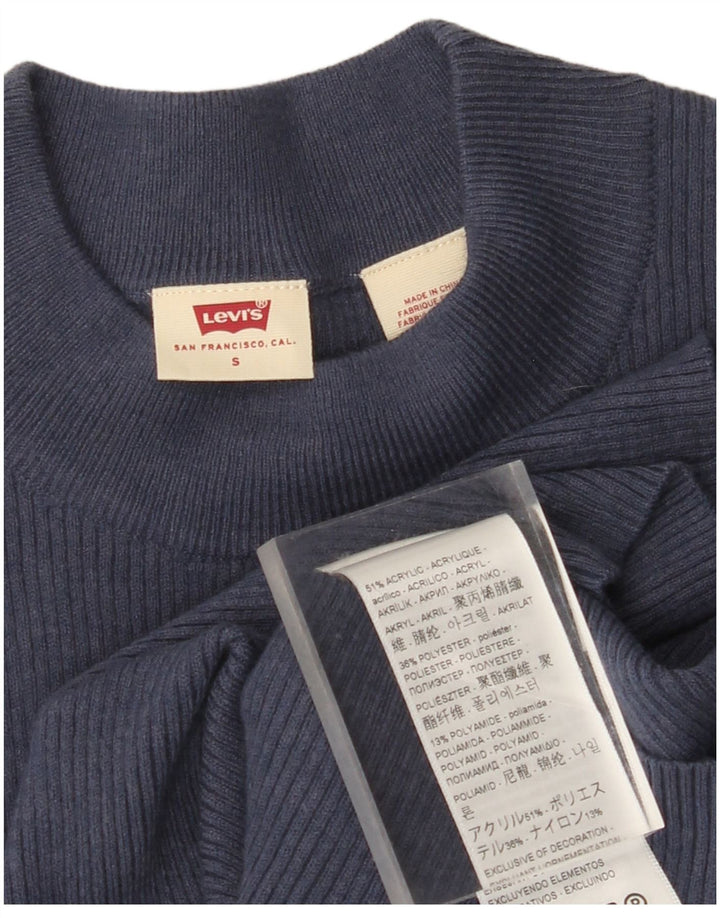 LEVI'S Suéter tipo jersey con cuello redondo para mujer UK 8 Small Azul marino Acrílico