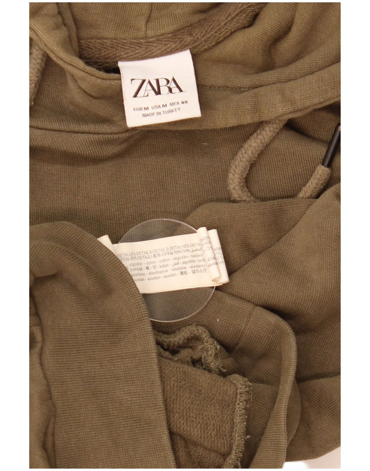 Zara Hombre Sudadera Con Capucha Jersey Mediano Caqui Algodón