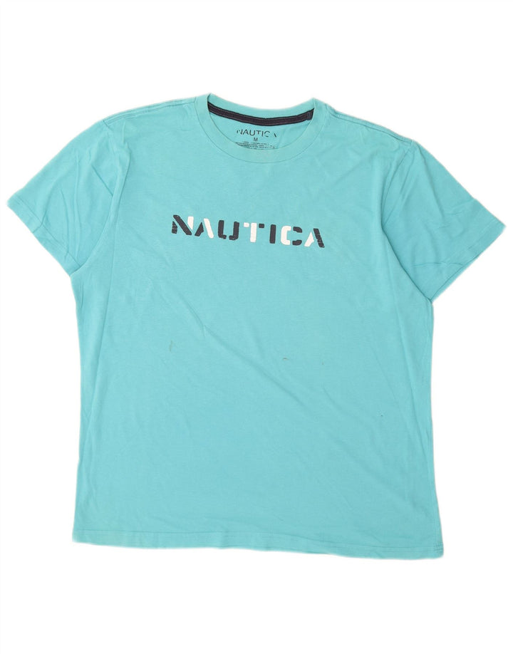 Nautica Camiseta gráfica para hombre Top medio algodón turquesa