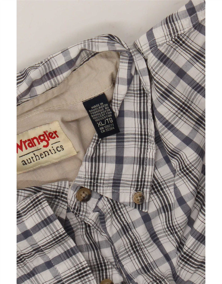 Wrangler Camisa De Manga Corta Hombre XL Algodón A Cuadros Blanco