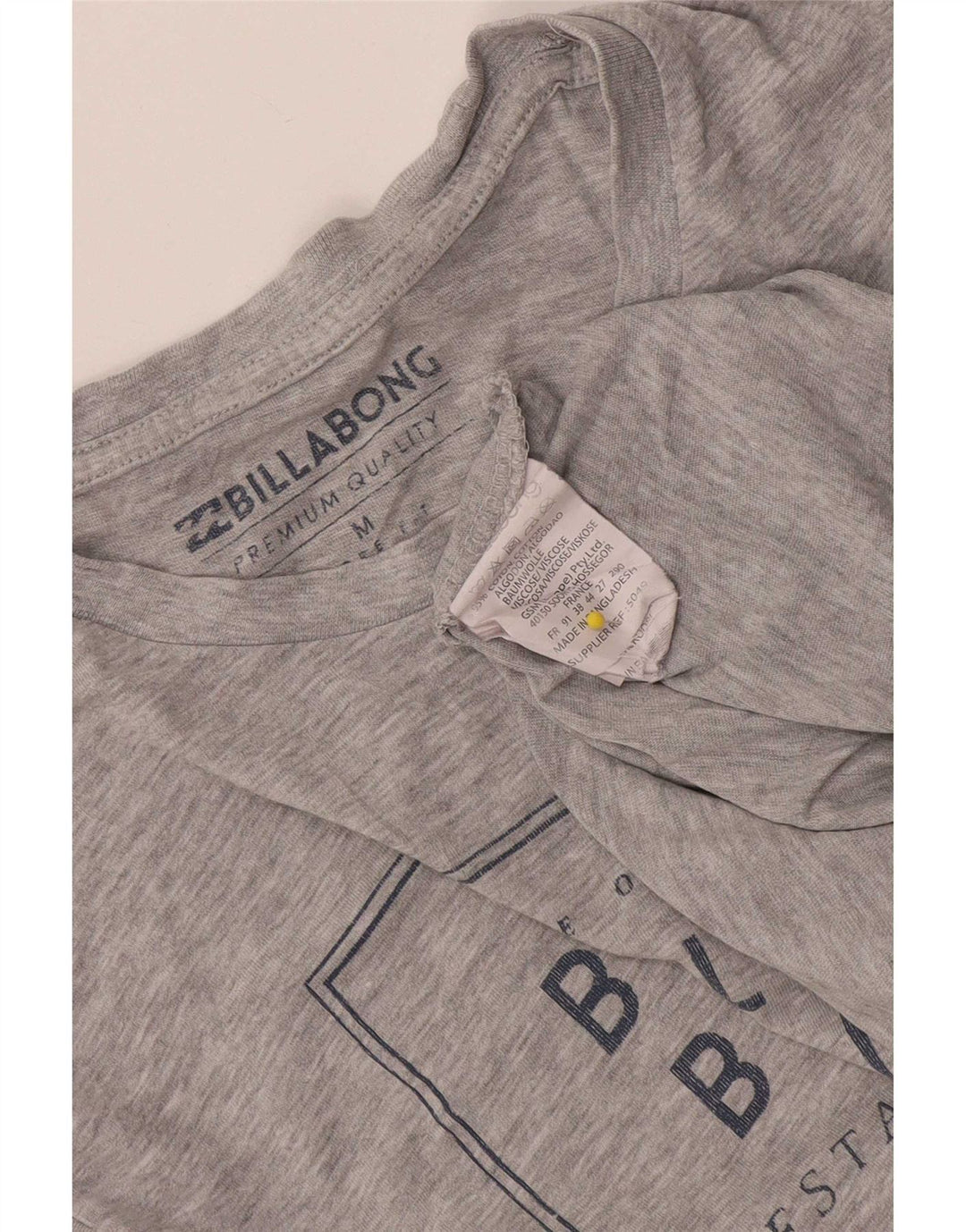 Billabong Hombre Camiseta Gráfica Top Algodón Moteado Gris Medio