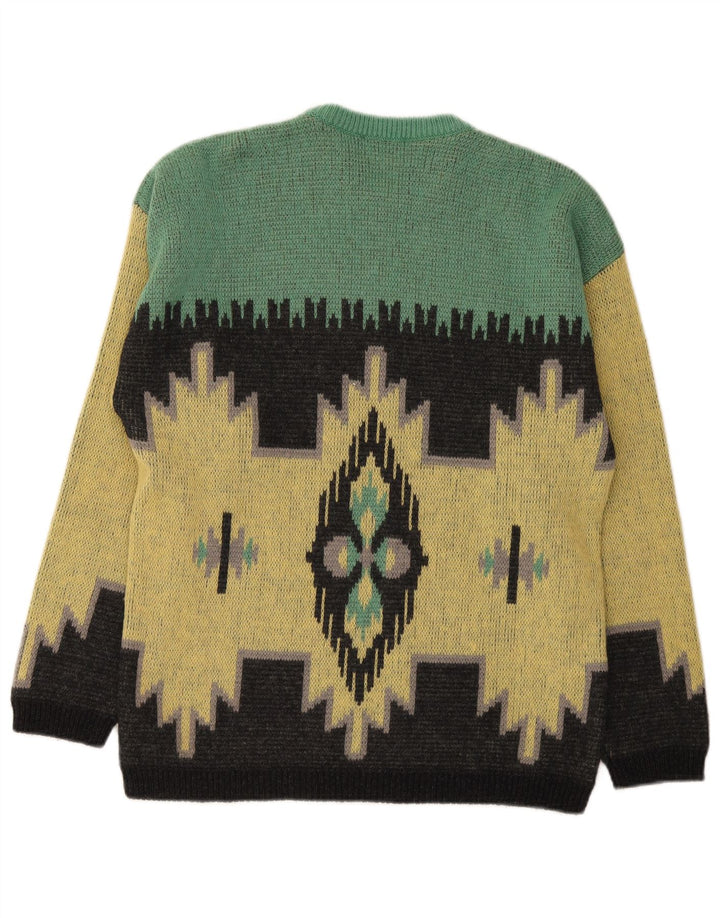 Stefanel Jersey De Cuello Redondo Para Hombre De Lana Ikat Amarillo Medio