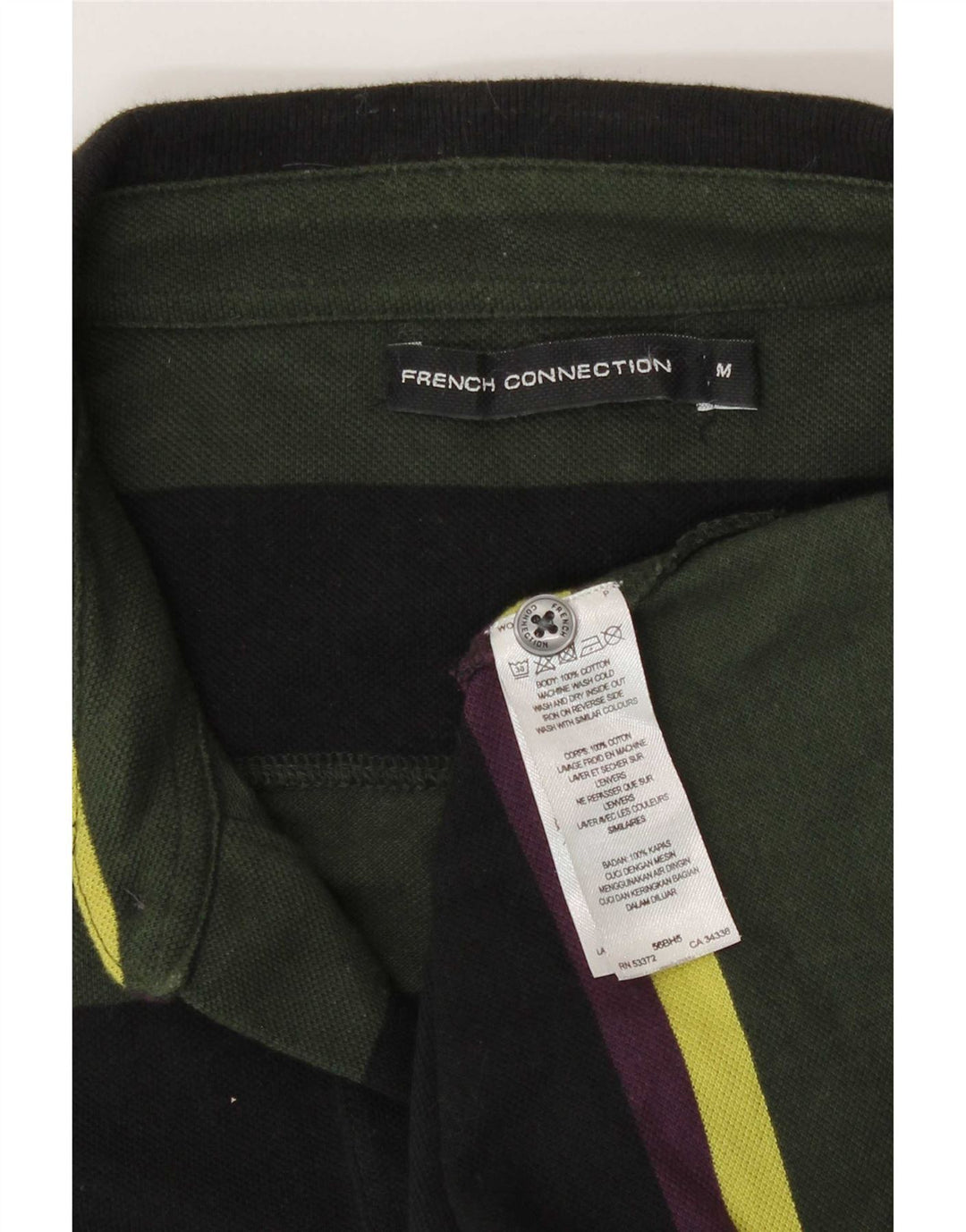French Connection Polo de corte regular para hombre de algodón a rayas verde medio
